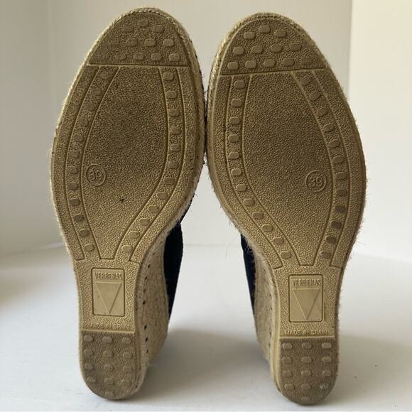 Verbenas Mamen Serraje Espadrilles size EU 39 Marine Blue Tan Wedges - Picture 7 of 13